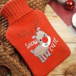 red puppy santa claus knitted covers hot water bottles for winter warm promotion for sale