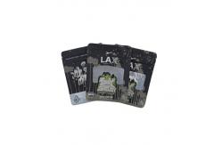 China Black Standing Mylar weed Bags Three Side Seal With Open Window supplier