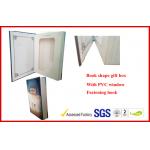 Customized Book Shape Rigid Gift Boxes , CMYK Printed Rigid Gift Boxes with Clear PVC Window for sale