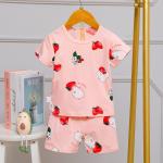 Flower Summer Pyjama Sets / Pink Silk Pajamas 80cm 90cm height for sale