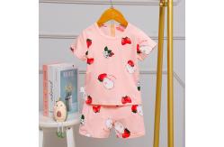 China Flower Summer Pyjama Sets / Pink Silk Pajamas 80cm 90cm height supplier