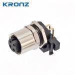 M12 Angled Female Back Mount Socket PCB Type Panel Mount 3/4/5/6/7/8/12 Pin Connectors for sale