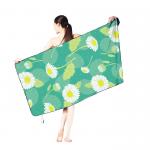 RPET Plastic Bottle Fiber Custom Design Double Side Printed Recycled Microfiber Suede Beach Towel for sale