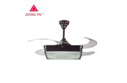 China Brown 70 Watt Flush Mount Retractable Ceiling Fan Light With Remote 5250lm supplier