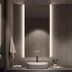 Smart LED Hotel Bathroom Vanity Mirrors Wall Mounted Frameless Defogger Dimmer