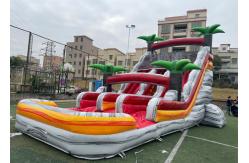 China Palm Tree Double Lane 18Oz Inflatable Water Games Slide supplier