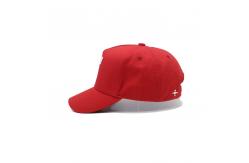 China Classic Curved Visor Five Panel Baseball Cap With 4 Eyelets Red supplier