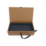 Eco Friendly Nature Cardboard Gift Box Black Printing Ribbon Closure for sale
