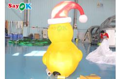 China Yellow 2m Inflatable Christmas Duck With Hat Courtyard Decoration supplier
