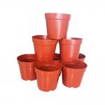 Red Hard PE Coated Round 1 Gallon Nursery Pots With Plastic Tray