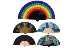 China Wooden Folding Fabric Handheld Fans Craft with Drawstring Organza Bags supplier