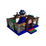 Pirate Themed Kids Inflatable Bounce House Full Printing With Climbing Wall On Middle