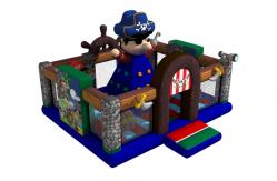 China Pirate Themed Kids Inflatable Bounce House Full Printing With Climbing Wall On Middle supplier