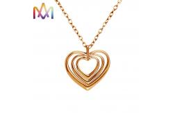 China ODM Copper Overlapped Hollow Heart Charm With 50CM Chain supplier