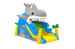 China 1000D Commercial Inflatable Water Slides Fun Shark Blow Up Jumping Combo supplier