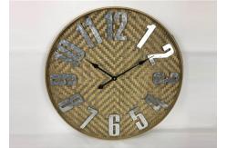 China ZYWSC001 27.5 Farmhouse Bamboo Rattan Round Wall Clock Country Style For Wall Decor supplier
