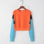 Sports Stitching Fleece Anti Pilling Women Crop Hoodie Sweatshirt for sale