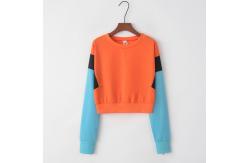 China Sports Stitching Fleece Anti Pilling Women Crop Hoodie Sweatshirt supplier