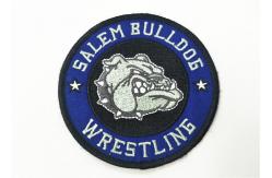 China Twill Embroidered Badge Patch Merrow Border Heat Seal With Glue Back supplier