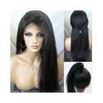 Straight Natural Black 100% Premium Virgin Human Hair Lace Front Wig 180%  Density With Bundles for sale