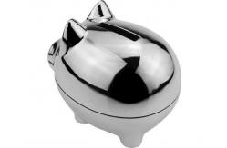 China Laser Engraving Metal Houseware Zinc Alloy Silver Plated Mini Coin Bank supplier