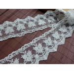 9CM Stretch Flower Cream Lace Ribbon , Wedding Dress Embroidered Lace Trim for sale