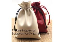 China Soft Offwhite and Red PU Leather Bag For Packaging,Custom Pink Brown Faux Leather Drawstring Pouch Faux Leather Jewelry supplier