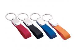 China Zinc Alloy Mini Key Holder PU Leather Strap Key Chains Custom Keyring supplier