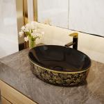 Gold Electroplate Art Sanitary Ware Basin Table Top Round Shape for sale