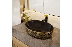 China Gold Electroplate Art Sanitary Ware Basin Table Top Round Shape supplier