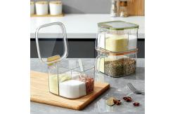 China PET Household Kitchen Salt Jar Multi Grid Function Kitchen Spice Box  With Spoon supplier