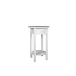 Apartment White Wood Round Coffee Table Glossy White Finished With Drawer