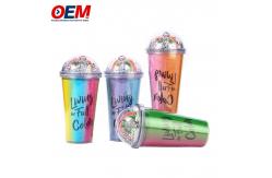 China Customized PP Double Wall Cup With Straw OEM Plastic Cup Made Water Cup supplier