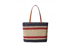 China Lightweight Striped Woven Tote Bag Large Capacity Single Shoulder supplier