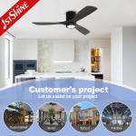 Wooden Blades Ceiling Fan With Light and Remote for Low Ceiling
