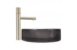 China Oval Shaped Glass Vessel Basins Transparent Black Flat Bottom Bathroom Sinks supplier