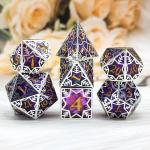 Purple resin&snowflake metal frame tabletop role-playing game specific multi sided dice set for sale