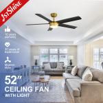 52-Inch DC Motor Ceiling Fan Modern Decorative Low Watt Fan with Remote Control and 10- for sale