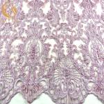African Handmade Lace Fabric Beaded 91.44cm Length Skin Friendly By The Yard for sale