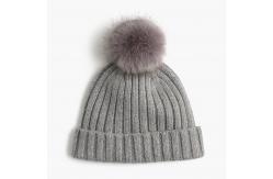 China Warm Knitted Womens Winter Hats Pom Pom , Elastic Beanie With Fur Pom Pom supplier
