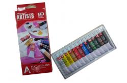 China Free Combination Color Art Painting Colours Acrylic Color Set 12 X 12ml / 24 X 12ml Tubes supplier