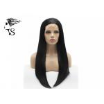 Silky Straight Black Synthetic Lace Front Wigs with Large Density for Celebritys for sale