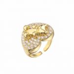 Adjustable 18K Diamond Ring Little Bear Heart Open Rings For Women for sale