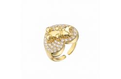 China Adjustable 18K Diamond Ring Little Bear Heart Open Rings For Women supplier