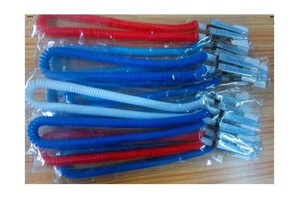 Plastic dental bib clips flexible napkin holder expanding coiled spring leash scarfpin