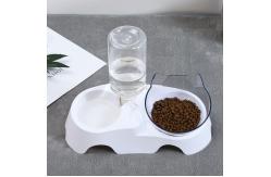 China Plastic Dog Pets Double Cat Food Bowls With Automatic Waterer Bottle supplier