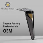 Light Luxury Gun Black Tapered Sofa & Cabinet Legs with Gold Trim Metal Furniture Support Leg Fittings for sale
