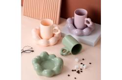 China Matte Nordic Ceramic Cappuccino Cup , Flower Shape Ceramic Pottery Coffee Mugs supplier