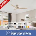 52 Inch Ceiling Fan With Remote Control Wooden Blade Silent Dc Motor