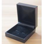 Rectangular Black Plastic Cufflink Boxes wrapped in Leatherette paper for sale